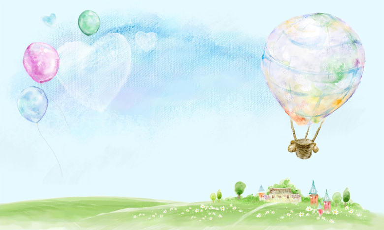 水彩梦幻氢气球儿童乐园海报背景psd