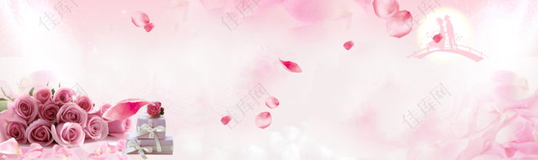 浪漫粉色花瓣情人节海报背景