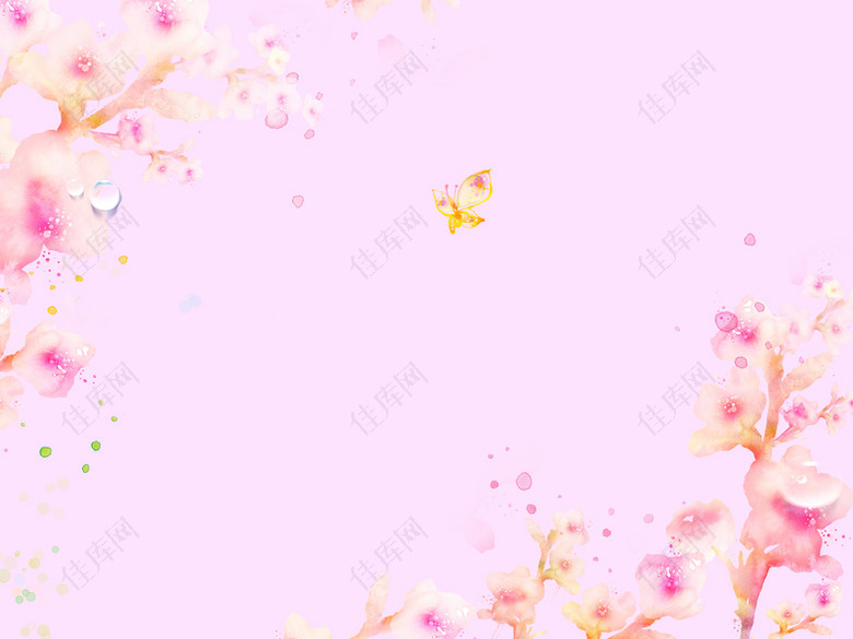 简约唯美花卉边框粉色背景