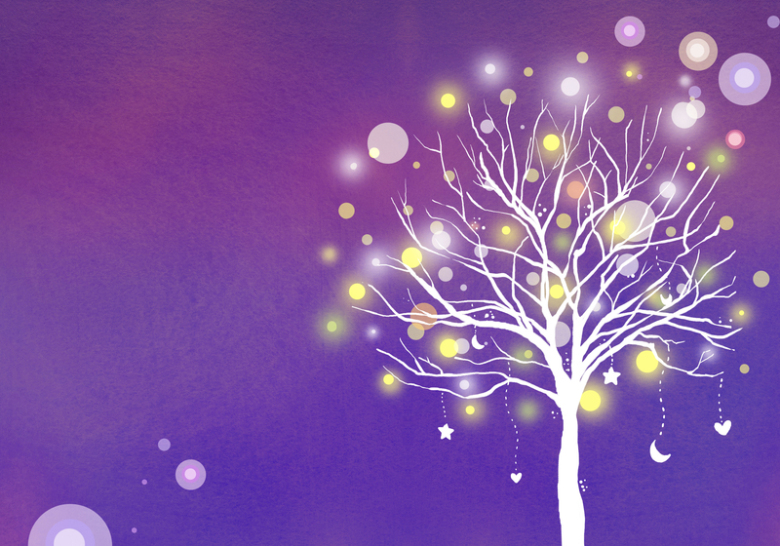 梦幻紫色发光树背景素材