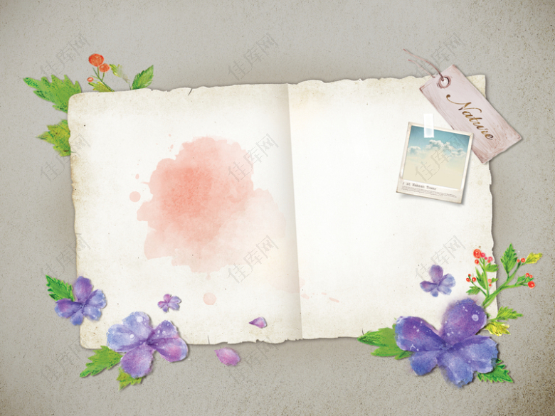 手绘喷绘花纹花朵书本印刷背景