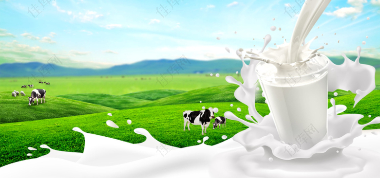 纯牛奶促销海报背景