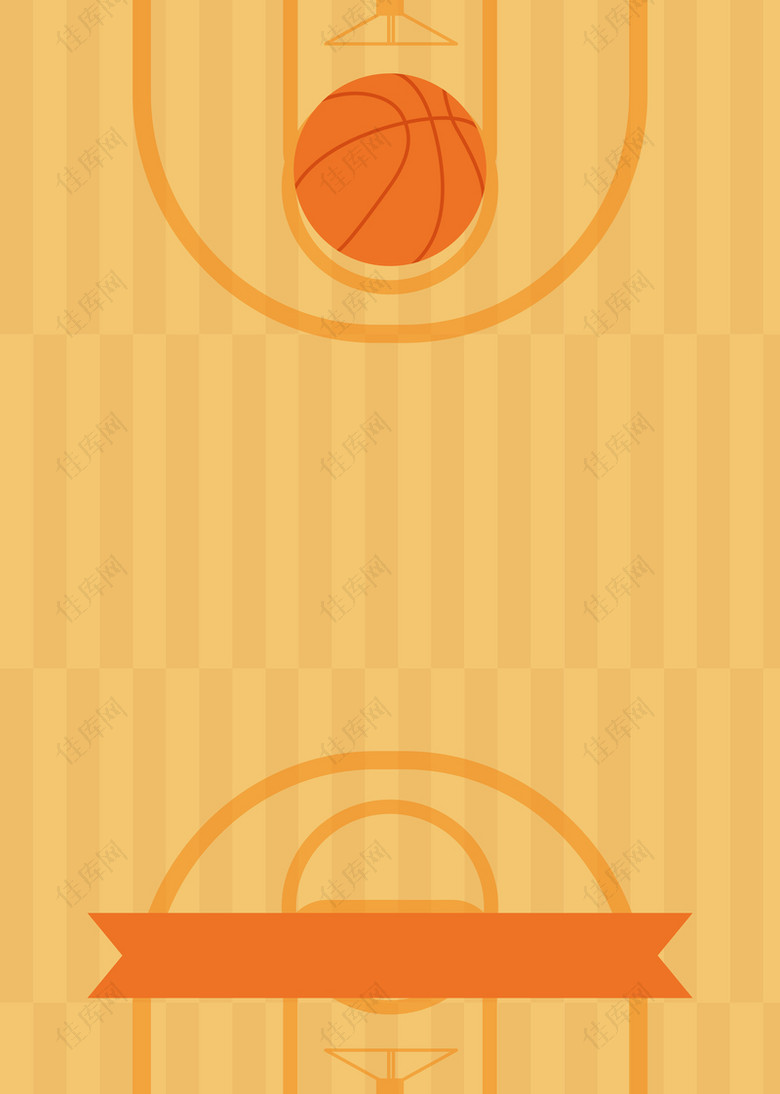 扁平卡通篮球球赛激情球场背景素材