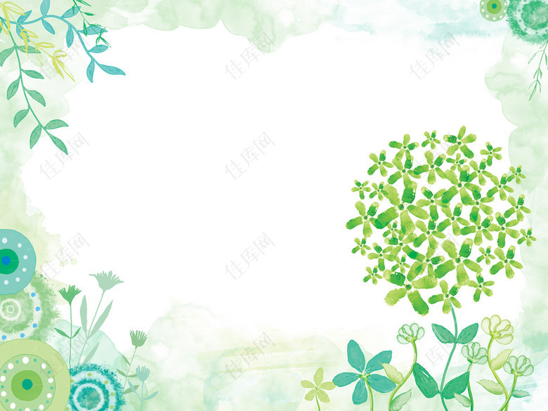 手绘绿色清新植物背景