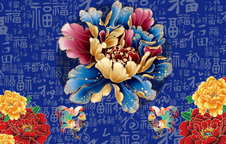 中国风春节富贵奢华牡丹花背景素材