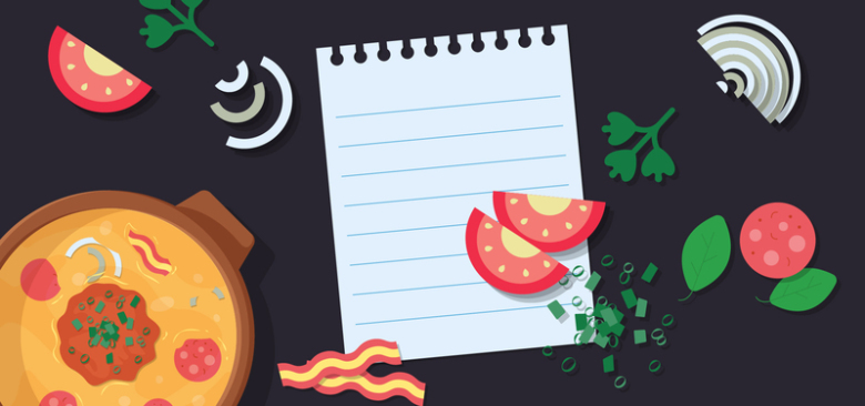 淘宝创意汤料菜谱纸张西红柿矢量卡通海报