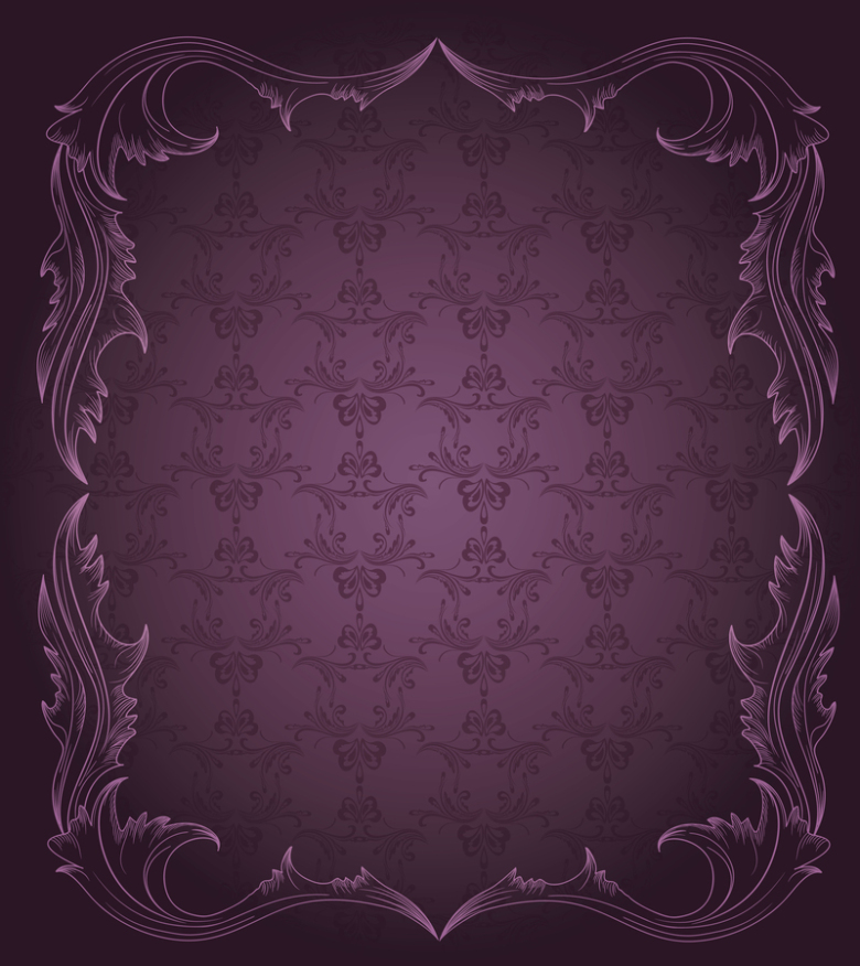 矢量紫色古典花纹邀请函底纹背景