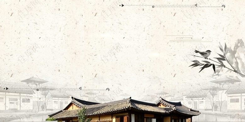 中国风水墨传统屋檐