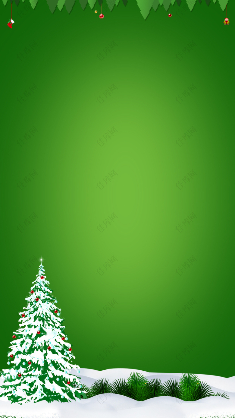 圣诞节圣诞树绿色PSD分层H5背景素材
