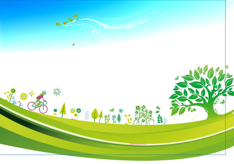 绿色植树节卡通背景素材