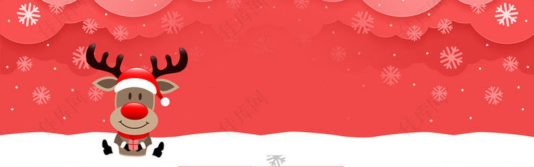 圣诞节雪花红色banner