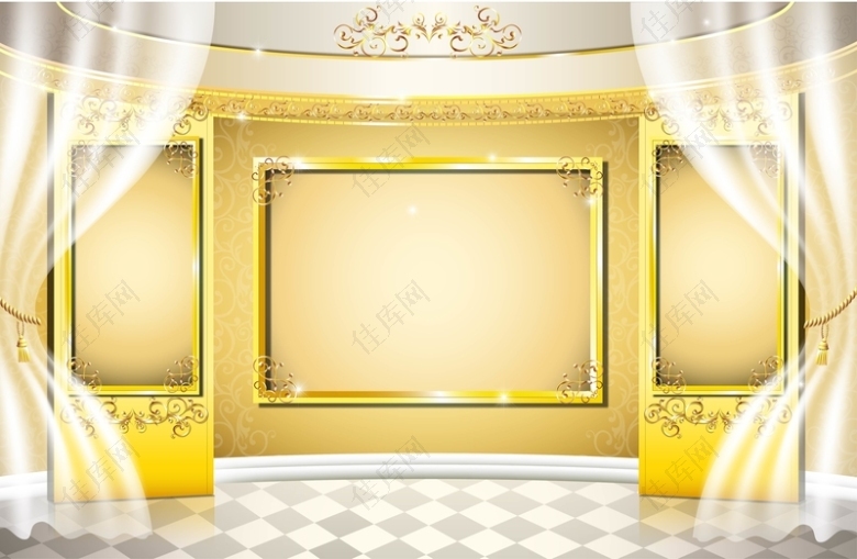 矢量质感金色舞台背景素材