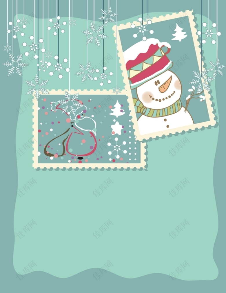矢量创意邮票圣诞节背景素材