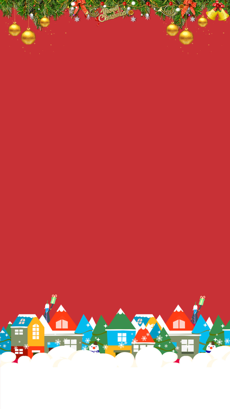 圣诞节红色卡通冬季彩色房屋H5