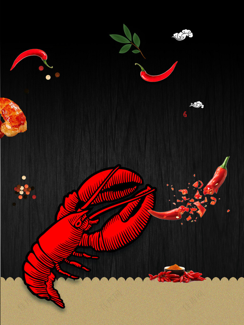 创意美食龙虾餐厅餐馆海报背景
