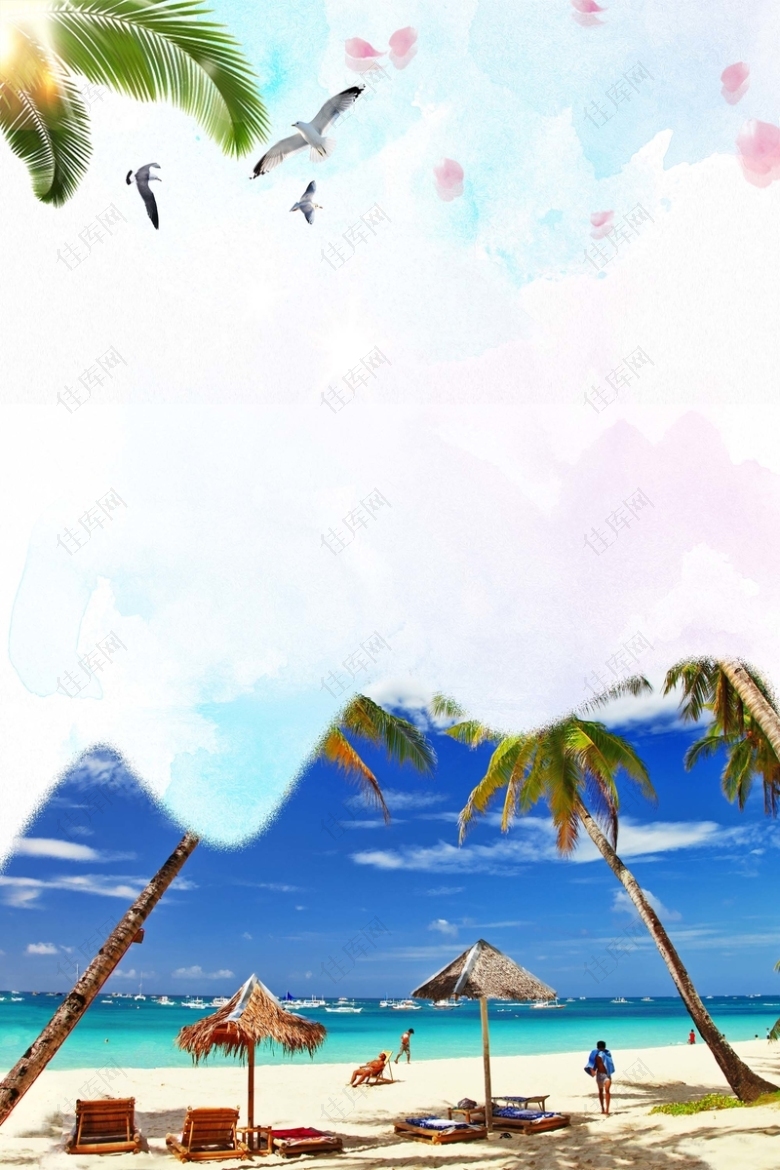 夏威夷旅游创意海报背景
