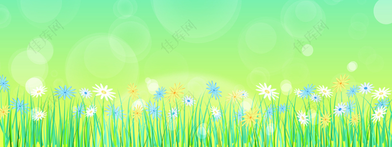 高清鼠绘花朵草丛背景图