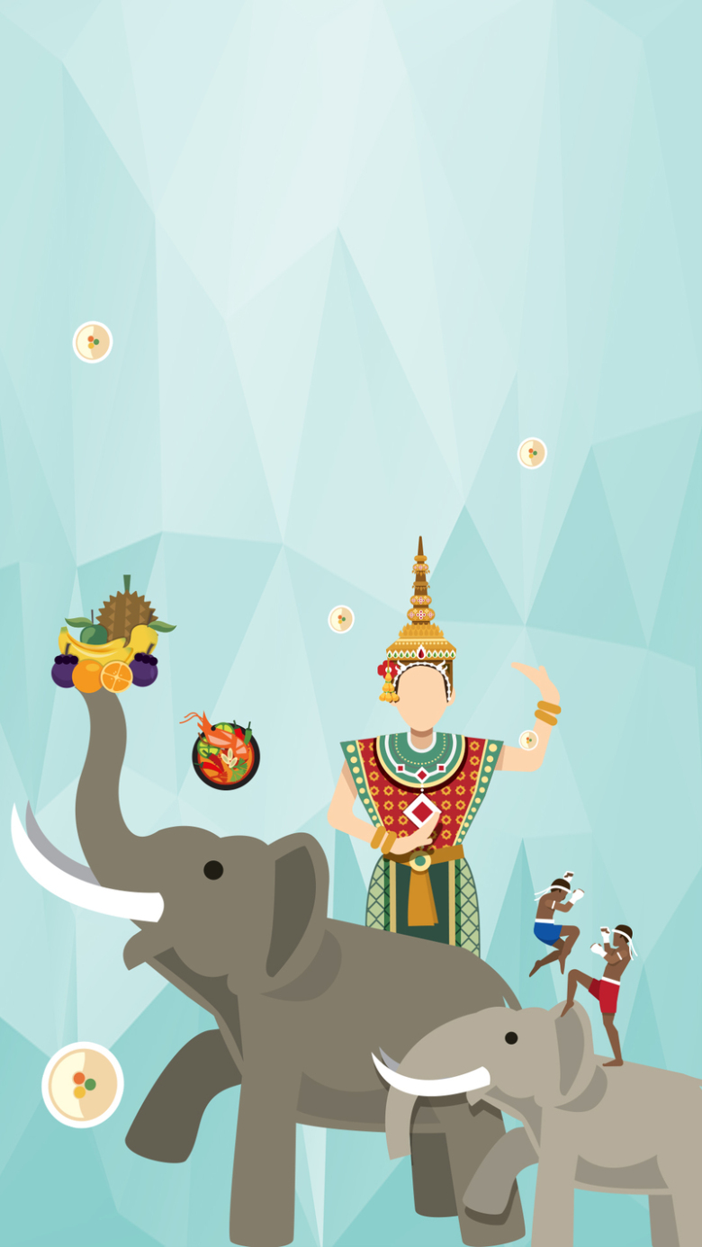 卡通旅游泰国背景素材
