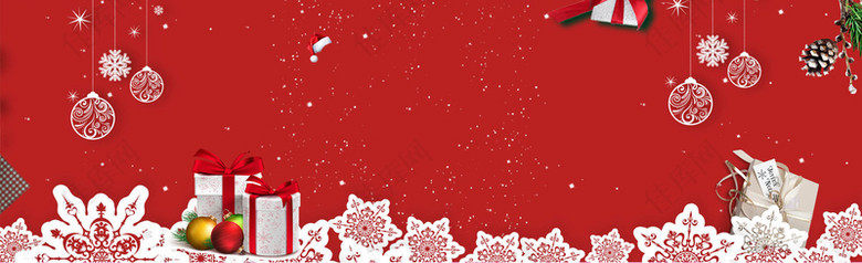 淘宝圣诞红色冬季白雪节日电商banner