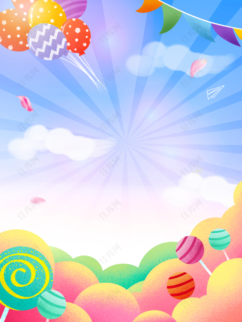 卡通气球糖果背景图