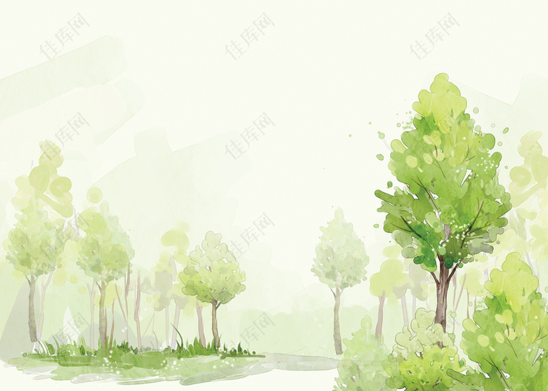 卡通绿色树木背景