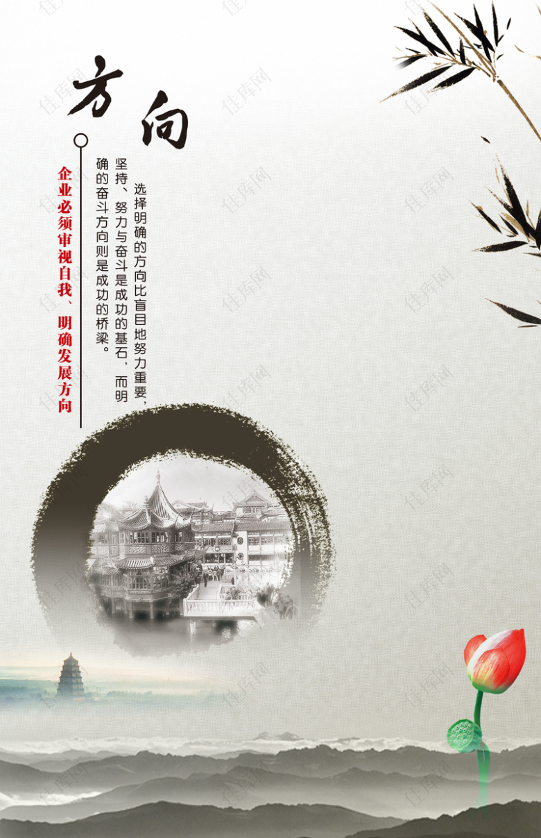 中国风企业文化方向海报背景素材