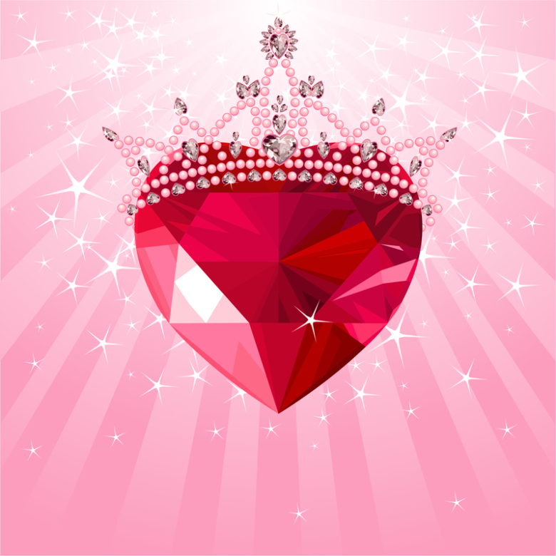 红色质感心形水晶皇冠背景素材