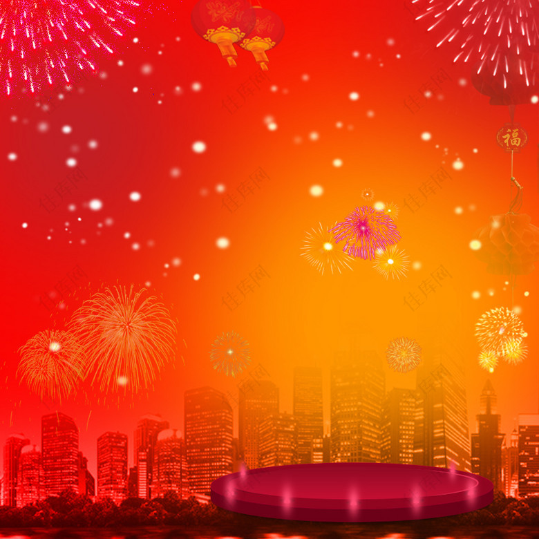 春节新年喜庆红色PSD分层主图背景素材