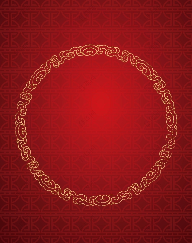 矢量中国风传统红色底纹边框背景素材