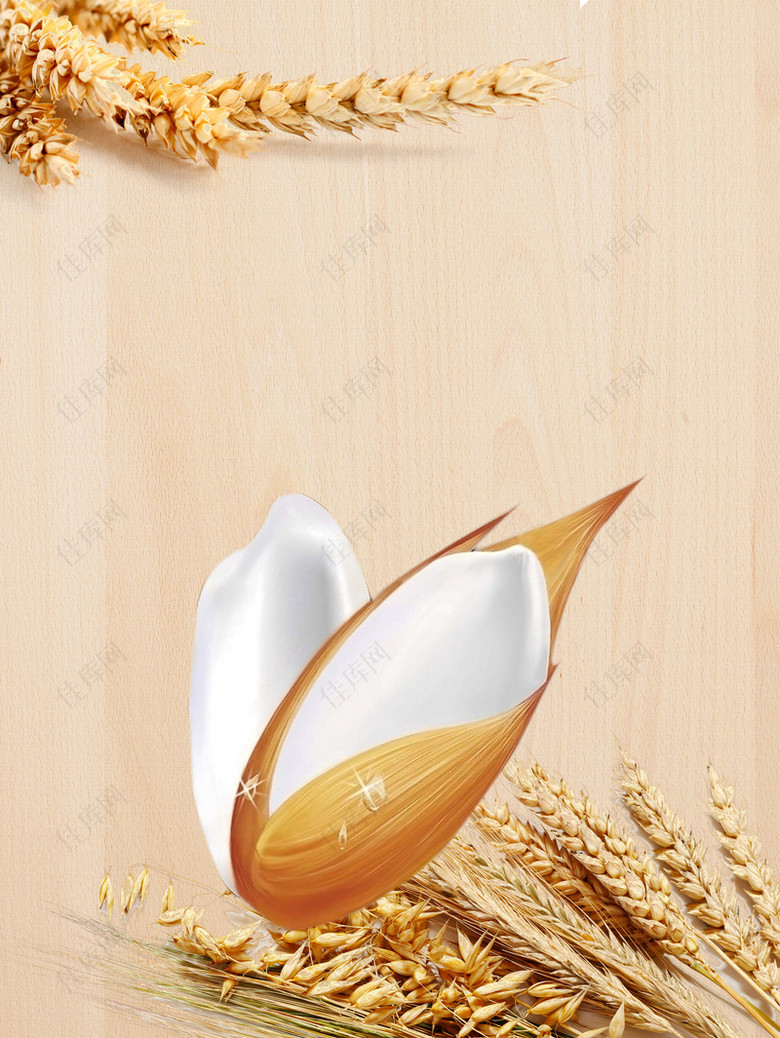 大米麦穗麦子粮食商务广告背景素材