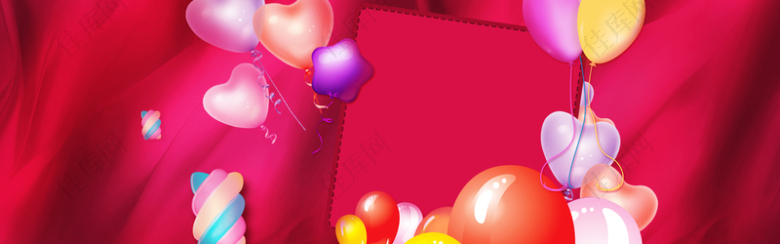 38妇女节庆祝狂欢气球红banner背景