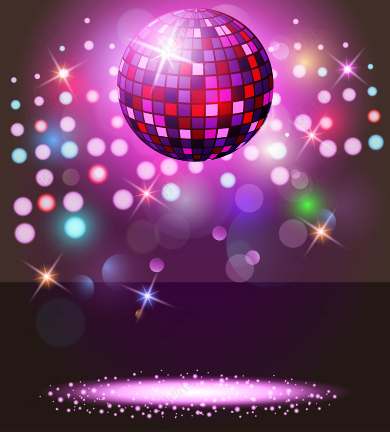 浪漫梦幻紫色光点圆球渐变舞厅背景素材