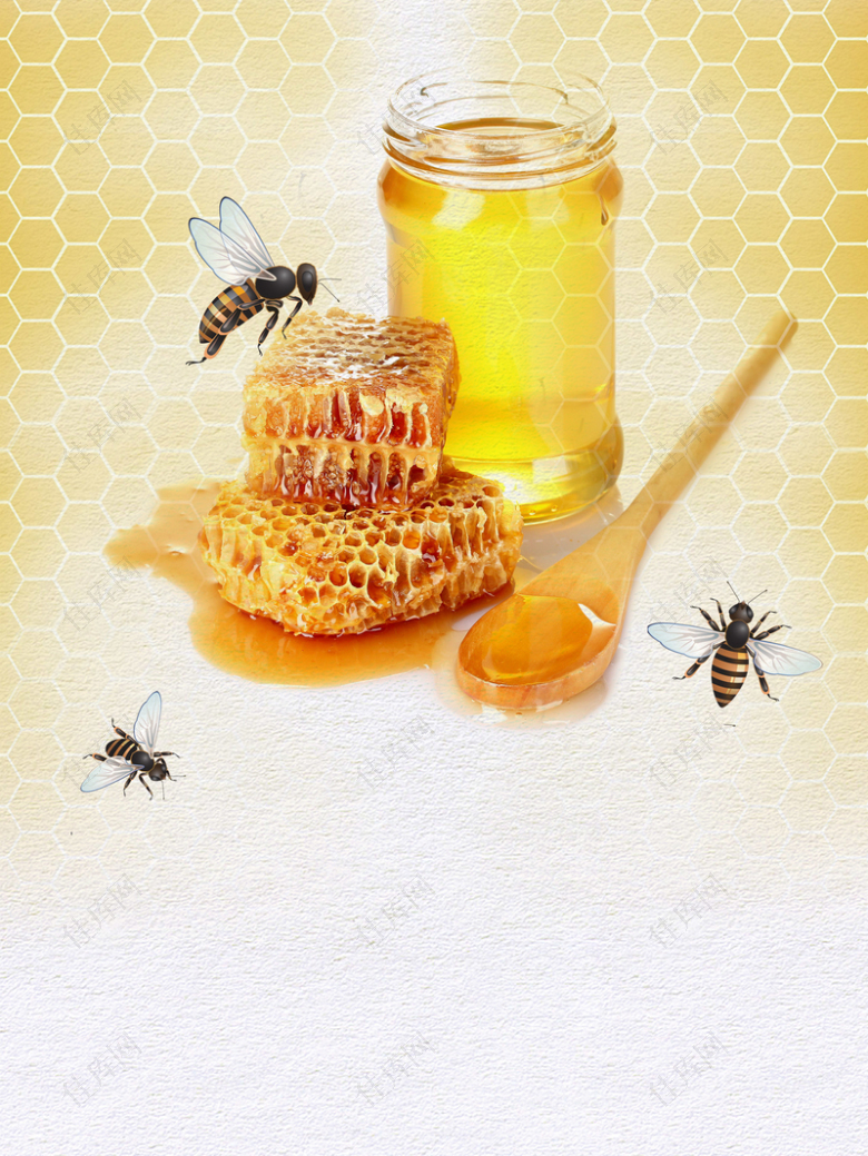 蜂蜜蜜蜂蜂巢食品美食食物背景素材