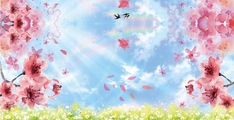 手绘春季桃花节海报背景模板