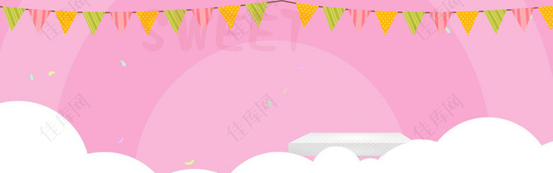卡通几何粉色banner背景