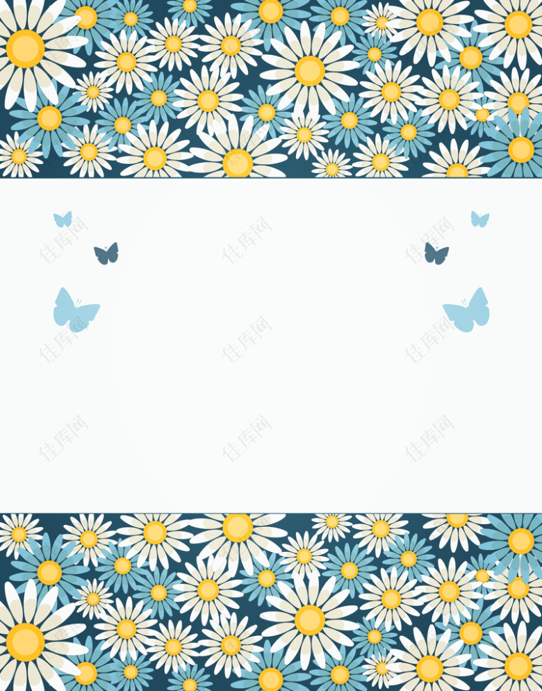 太阳花蓝色花纹海报背景素材