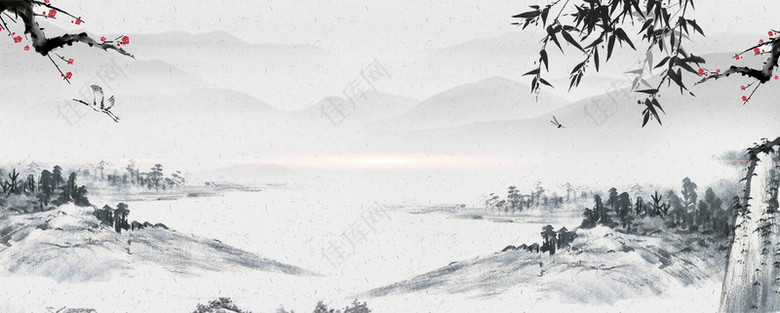 绘画古典中国风山水banner