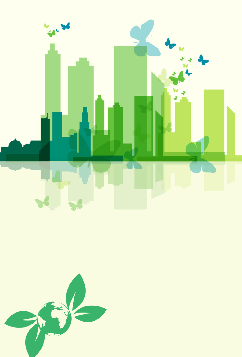 绿色环保城市蝴蝶海报背景