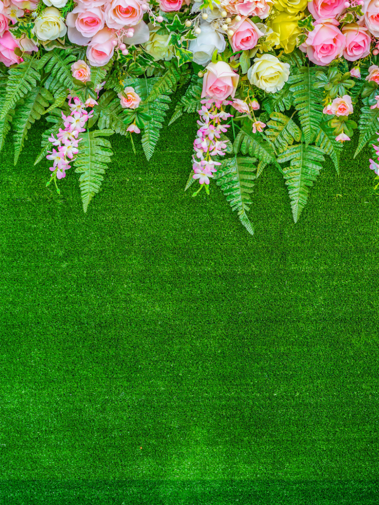 绿色小清新花卉花店预定海报背景