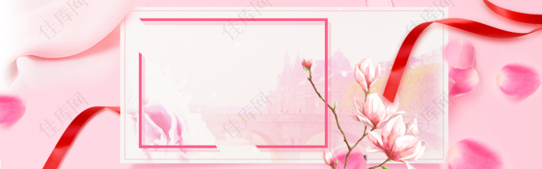 春季粉色花瓣清新电商背景背景