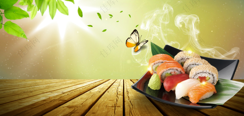 日式料理美食宣传展板背景素材
