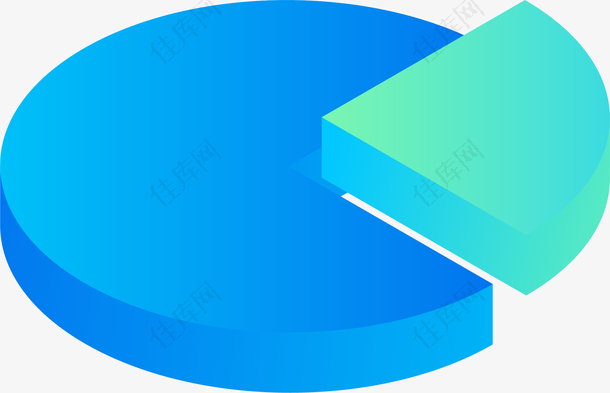 蓝色饼状图立体图表设计