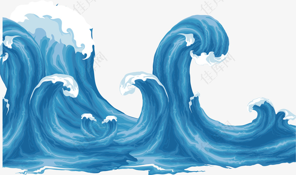 矢量图蓝色海洋波浪