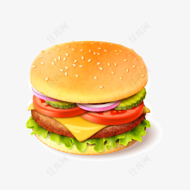 卡通牛肉汉堡食物设计