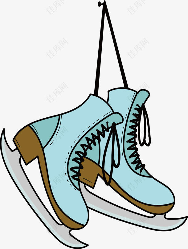 绿色卡通冬季滑冰鞋