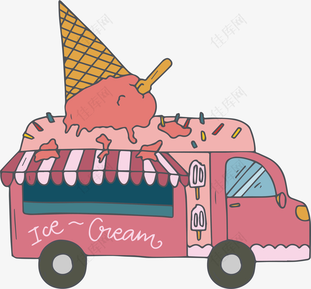 草莓冰激凌餐车