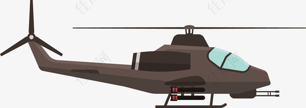 灰色彩绘手绘卡通直升机