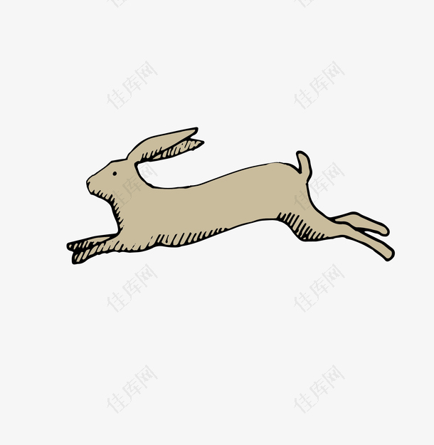 奔跑的兔子手绘矢量