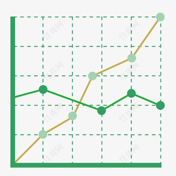 矢量绿色节点折线坐标图