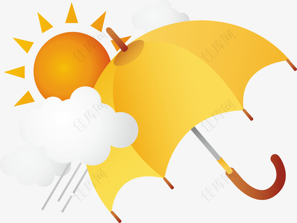 太阳云彩雨伞组合图